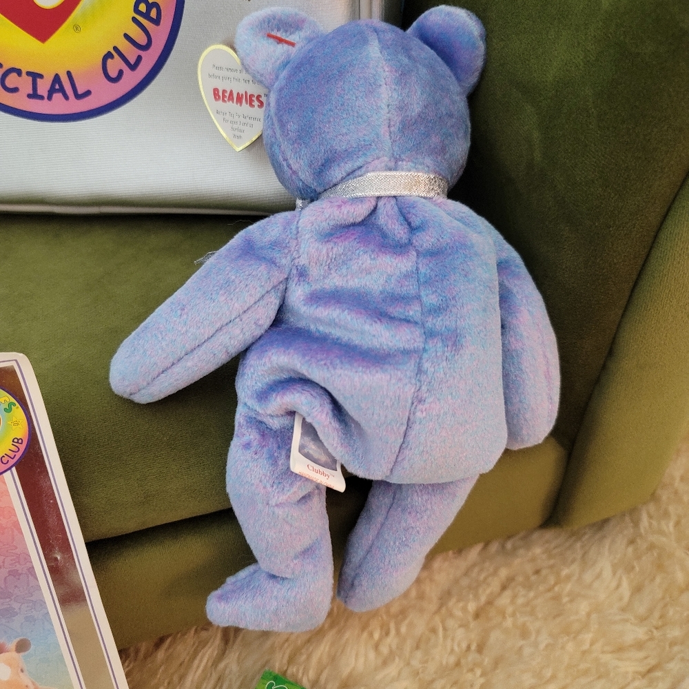 Ty Beanie Babies Platinum Edition Club Kit 9" Clubby II, Purple Bear With Tag - Picture 5 of 12